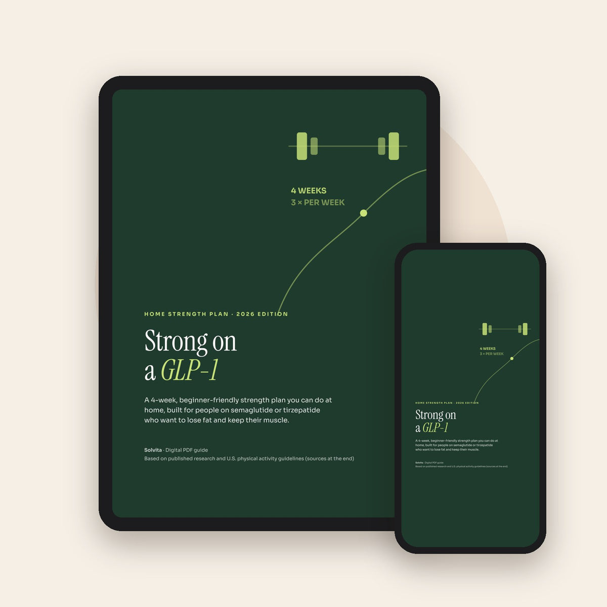 Strong on a GLP-1 guide on tablet and phone