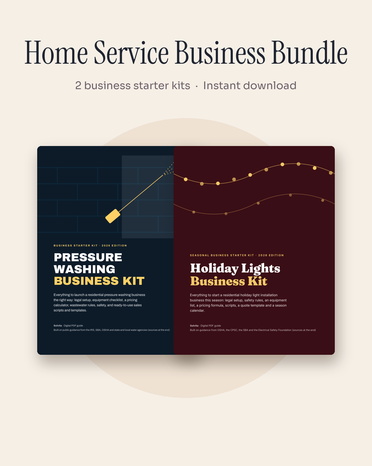 Home Service Business Bundle with Pressure Washing and Holiday Lights kit covers
