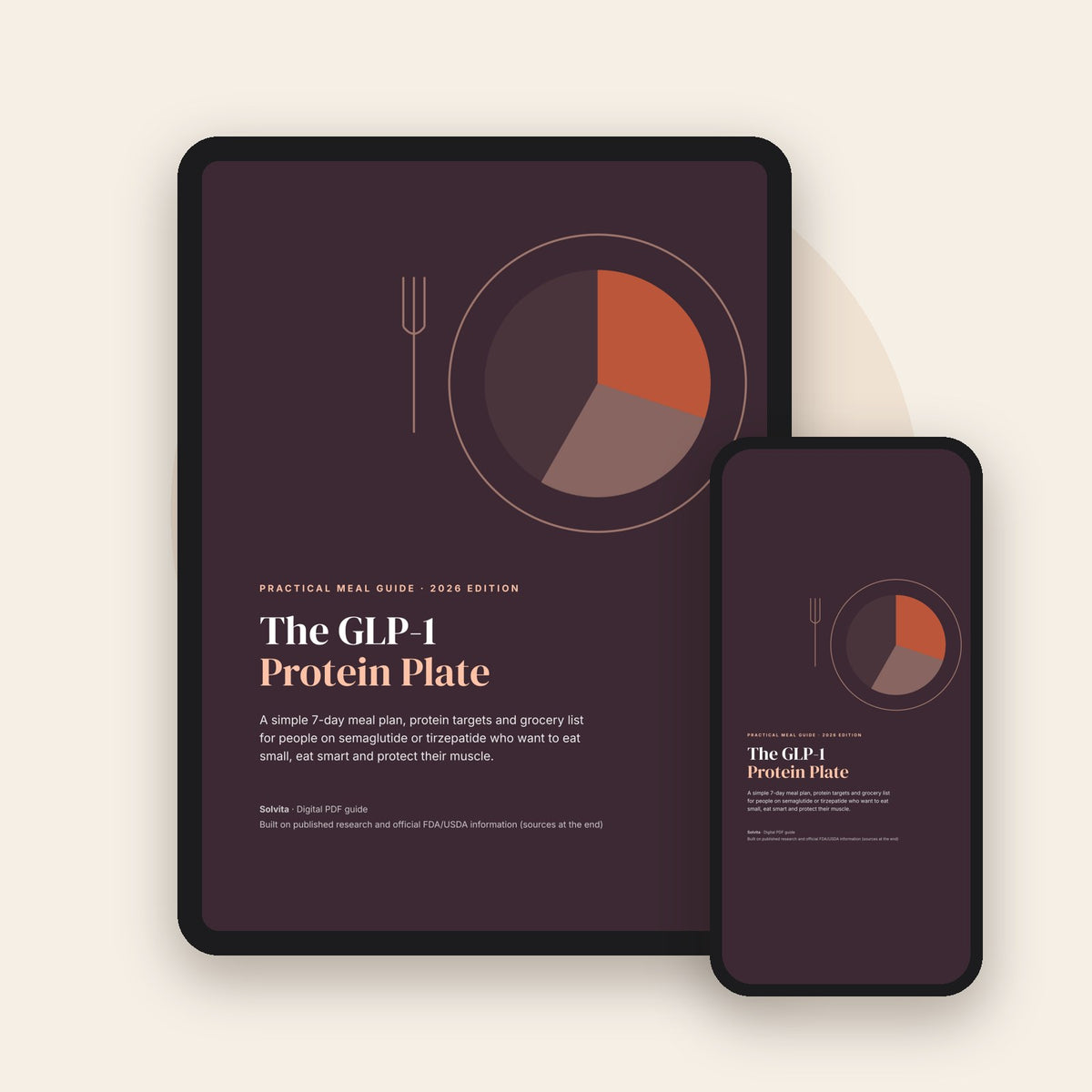 The GLP-1 Protein Plate PDF guide on tablet and phone