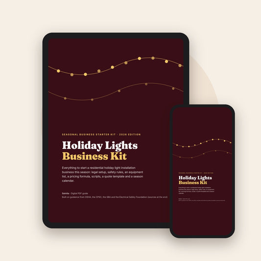 Holiday Lights Business Kit on tablet and phone