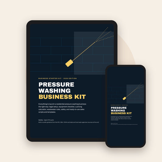 Pressure Washing Business Kit PDF on tablet and phone